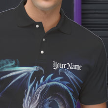 Load image into Gallery viewer, Blue Smoke Custom Dragon Bowling Team Polo Shirts For Men, Dragon Bowling Tournament Shirt IPHW8323