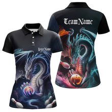 Load image into Gallery viewer, Blue Smoke Custom Dragon Bowling Team Polo Shirt For Women, Dragon Bowling Tournament Shirt IPHW8323