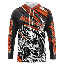 Load image into Gallery viewer, Custom Walleye Fishing Jerseys, Walleye Long Sleeve Performance Fishing Shirts | Orange IPHW6295