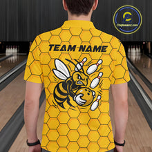 Load image into Gallery viewer, Custom Honeycomb Pattern Bee Bowling Team Men Polo Shirts, Bowling League Shirts IPHW9045