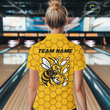 Load image into Gallery viewer, Custom Honeycomb Pattern Bee Bowling Team Women Polo Shirts, Bowling League Shirts IPHW9045