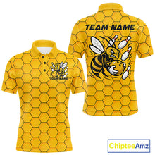 Load image into Gallery viewer, Custom Honeycomb Pattern Bee Bowling Team Men Polo Shirts, Bowling League Shirts IPHW9045