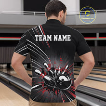 Load image into Gallery viewer, Custom Black And Red Grunge Bowling Team Jerseys, Men Bowling Quarter-Zip Shirts IPHW9620