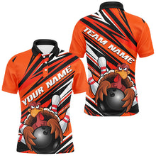 Load image into Gallery viewer, Black And Orange Custom Turkey Bowling Shirts For Men, Funny Thanksgiving Bowling Team Outfits IPHW7658