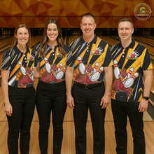 Load image into Gallery viewer, Custom Funny Turkey Bowling Shirts For Men, Yellow Thanksgiving Bowling Shirt Team Fall Outfits IPHW7661