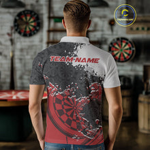 Load image into Gallery viewer, Custom Black And Red Dartboard Dart Team Men Polo Shirt, Dartboard Pattern Dart Jerseys IPHW9987