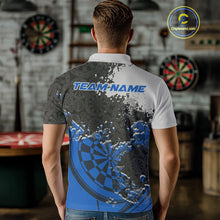 Load image into Gallery viewer, Custom Black And Blue Dartboard Dart Team Men Polo Shirt, Dartboard Pattern Dart Jerseys IPHW9988