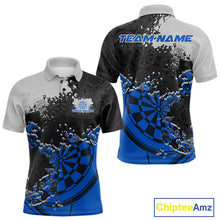 Load image into Gallery viewer, Custom Black And Blue Dartboard Dart Team Men Polo Shirt, Dartboard Pattern Dart Jerseys IPHW9988