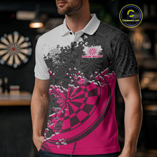 Load image into Gallery viewer, Custom Black And Pink Dartboard Dart Team Men Polo Shirt, Dartboard Pattern Dart Jerseys IPHW9989