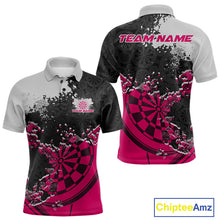Load image into Gallery viewer, Custom Black And Pink Dartboard Dart Team Men Polo Shirt, Dartboard Pattern Dart Jerseys IPHW9989