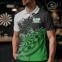 Load image into Gallery viewer, Custom Black And Green Dartboard Dart Team Men Polo Shirt, Dartboard Pattern Dart Jerseys IPHW9990