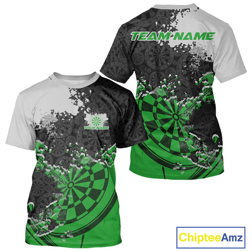 Custom Black And Green Dartboard Dart Team Men T-Shirts, Dartboard Pattern Dart Jerseys IPHW9990