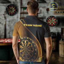 Load image into Gallery viewer, Custom Black And Gold Dartboard Dart Team Jerseys, Dart League Polo Shirt For Men IPHW9992