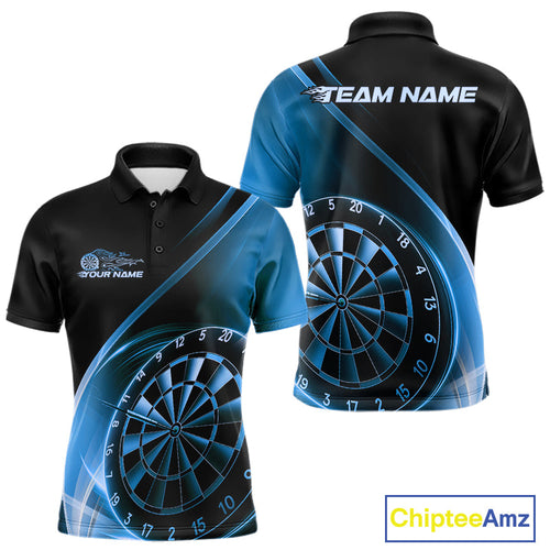 Custom Black And Blue Dartboard Dart Team Jerseys, Dart League Polo Shirt For Men IPHW9993
