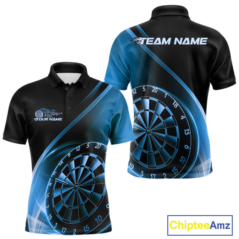 Custom Black And Blue Dartboard Dart Team Jerseys, Dart League Polo Shirt For Men IPHW9993
