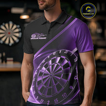 Load image into Gallery viewer, Custom Black And Purple Dartboard Dart Team Jerseys, Dart League Polo Shirt For Men IPHW9994