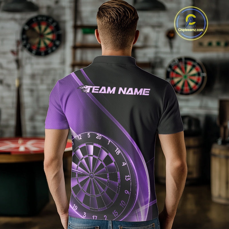 Custom Black And Purple Dartboard Dart Team Jerseys, Dart League Polo Shirt For Men IPHW9994