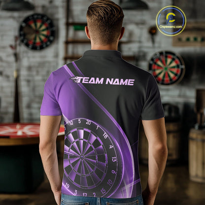 Custom Black And Purple Dartboard Dart Team Jerseys, Dart League Polo Shirt For Men IPHW9994