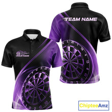 Load image into Gallery viewer, Custom Black And Purple Dartboard Dart Team Jerseys, Dart League Polo Shirt For Men IPHW9994