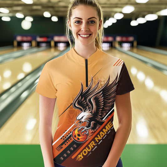 Personalized Tribal Eagle Bowling Women Quarter-Zip Shirts, Eagle Bowling Team Shirt IPHW8806