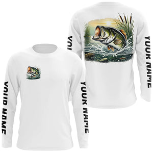 Personalized Largemouth Bass Fishing Long Sleeve Tournament Fishing Shirts, Bass Fishing Jerseys IPHW7076