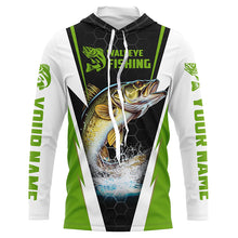 Load image into Gallery viewer, Custom Walleye Fishing Jerseys, Walleye Long Sleeve Tournament Fishing Shirts | Green IPHW5715