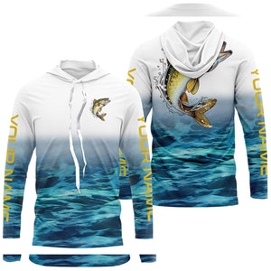 Custom Walleye Fishing Jerseys, Walleye Long Sleeve Performance Fishing Shirts | Blue IPHW5717