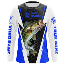 Load image into Gallery viewer, Personalized Bass Fishing Jerseys, Bass Fishing Long Sleeve Fishing Tournament Shirts | Blue IPHW5726