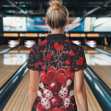 Load image into Gallery viewer, Black And Red Custom Valentines Day Bowling Womens Quarter-Zip Shirts, Bowling Couple Shirt IPHW8327