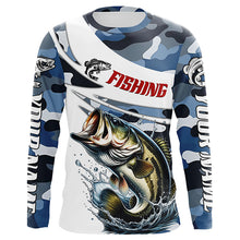 Load image into Gallery viewer, Personalized Bass Fishing Jerseys, Camo Bass Fishing Long Sleeve Tournament Shirts IPHW6309