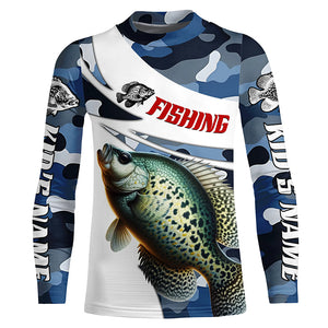 Personalized Crappie Fishing Jerseys, Camo Crappie Fishing Long Sleeve Tournament Shirts IPHW6311