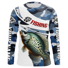 Load image into Gallery viewer, Personalized Crappie Fishing Jerseys, Camo Crappie Fishing Long Sleeve Tournament Shirts IPHW6311