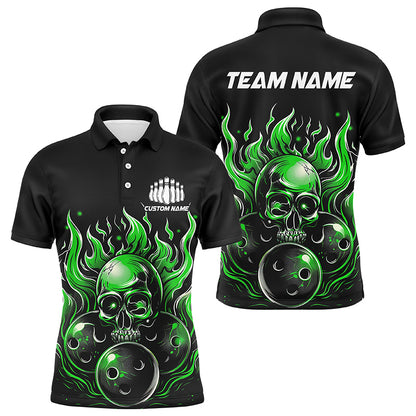 Custom Multi-Color Flaming Skull Bowling Team Shirts For Men And Women, Flaming Bowling Jerseys Bowlers Outfit IPHW6581