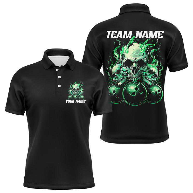 Custom Multi-Color Flame Skull Unisex Bowling Team Shirts, Strike Bowling League Team Jerseys IPHW6582
