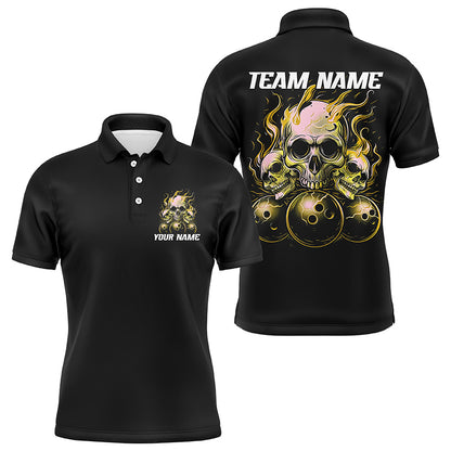 Custom Multi-Color Flame Skull Unisex Bowling Team Shirts, Strike Bowling League Team Jerseys IPHW6582