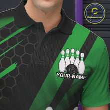 Load image into Gallery viewer, Custom Black And Green Bowling Team Jerseys, Striking Bowling League Polo Shirt For Men IPHW9808