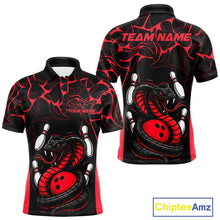 Load image into Gallery viewer, Custom Black And Red Cobra Snake Bowling Jerseys, Bowling Team Men Polo Shirts IPHW9813