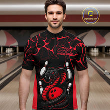 Load image into Gallery viewer, Custom Black And Red Cobra Snake Bowling Jerseys, Bowling Team Men Quarter-Zip Shirts IPHW9813
