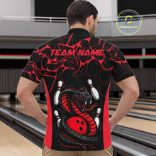 Load image into Gallery viewer, Custom Black And Red Cobra Snake Bowling Jerseys, Bowling Team Men Quarter-Zip Shirts IPHW9813