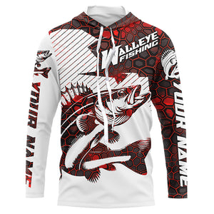 Custom Walleye Fishing Jerseys, Walleye Fishing Long Sleeve Fishing Tournament Shirts | Red Camo IPHW5732