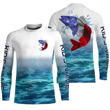 Load image into Gallery viewer, American Flag Walleye Long Sleeve Fishing Shirts, Custom Patriotic Walleye Tournament Fishing Shirts IPHW5735