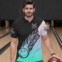 Load image into Gallery viewer, Green And Purple Custom Strike Bowling Polo Shirts For Men, Bowling Team Shirt Bowler Outfit IPHW8824