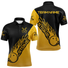Load image into Gallery viewer, Black And Golden Custom Strike Bowling Polo Shirts For Men, Bowling Team Shirt Bowler Outfit IPHW8825
