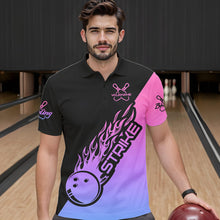 Load image into Gallery viewer, Blue, Purple And Pink Custom Strike Bowling Men Polo Shirts, Bowling Team Shirt Bowler Outfit IPHW8826