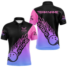 Load image into Gallery viewer, Blue, Purple And Pink Custom Strike Bowling Men Polo Shirts, Bowling Team Shirt Bowler Outfit IPHW8826