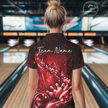 Load image into Gallery viewer, Custom Red Butterfly Bowling Women Polo Team Shirt, Ladies Bowling League Shirt IPHW10903