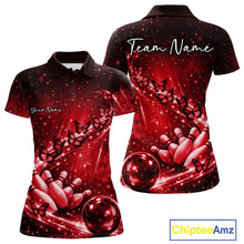 Load image into Gallery viewer, Custom Red Butterfly Bowling Women Polo Team Shirt, Ladies Bowling League Shirt IPHW10903