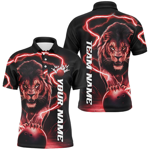 Custom Lion Bowling Shirts For Men, Lion Bowling Team Shirts Outfit Bowling | Red IPHW6776