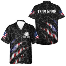 Load image into Gallery viewer, Custom Black Bowling Ball Pattern Shirt, Patriotic US Flag Bowling Hawaiian Shirt For Men IPHW6778