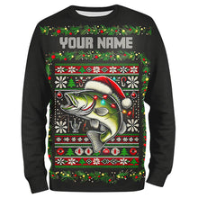 Load image into Gallery viewer, Custom Largemouth Bass Fishing Ugly Sweater Pattern Style All Over Shirts Christmas Fishing Shirt IPHW7904